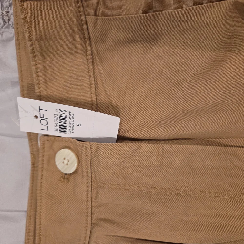 LOFT Tan Wide Leg Pants High-Waisted Cropped - Picture 4 of 5